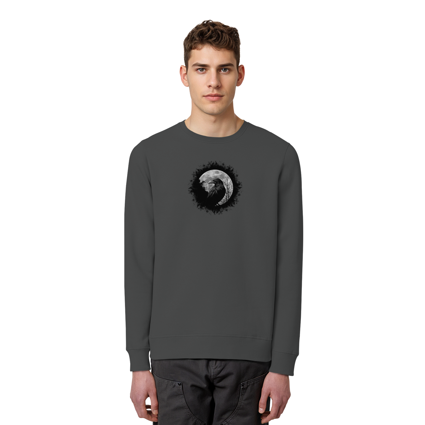 Schwarzer Rabe bei Vollmond  - Organic Basic Unisex Sweatshirt