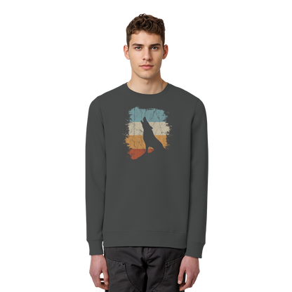 Retro Style lässig heulender Wolf  - Organic Basic Unisex Sweatshirt