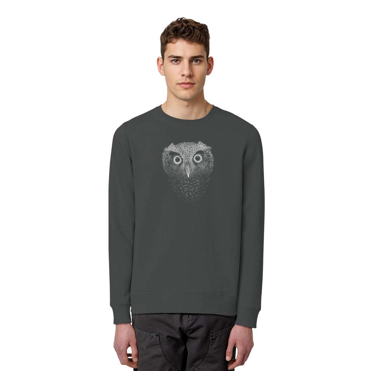 Eule Kritzelkunst Illustration - Organic Basic Unisex Sweatshirt