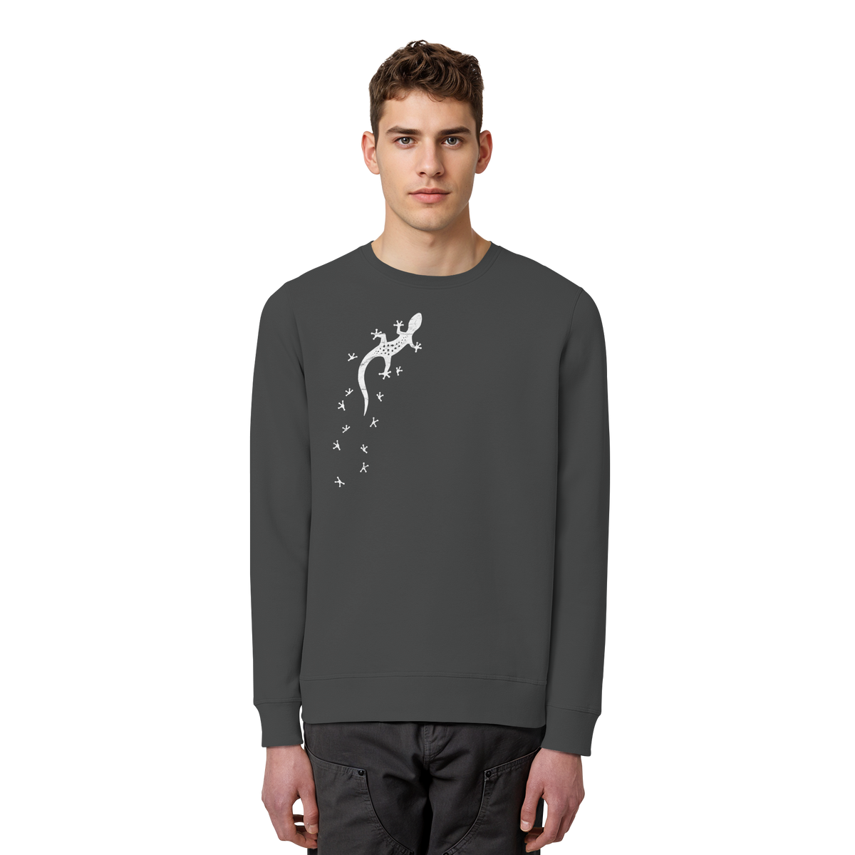 Gecko Eidechse Silhouette hell - Organic Basic Unisex Sweatshirt