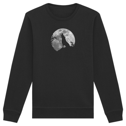 Heulender Wolf Silhouette vor Vollmond - Organic Basic Unisex Sweatshirt