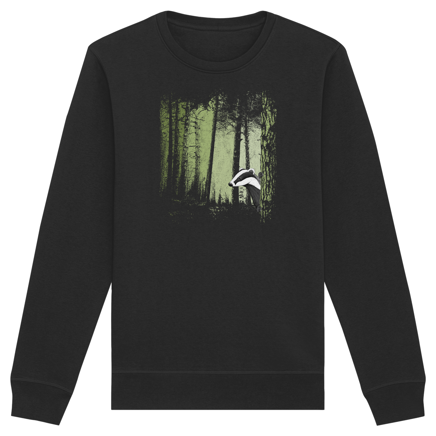 frecher Dachs im Zwielicht Wald - Organic Basic Unisex Sweatshirt