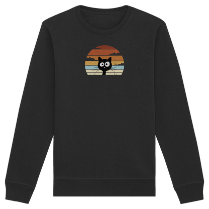 Retro schwarze Katze vor Sonnenuntergang - Organic Basic Unisex Sweatshirt