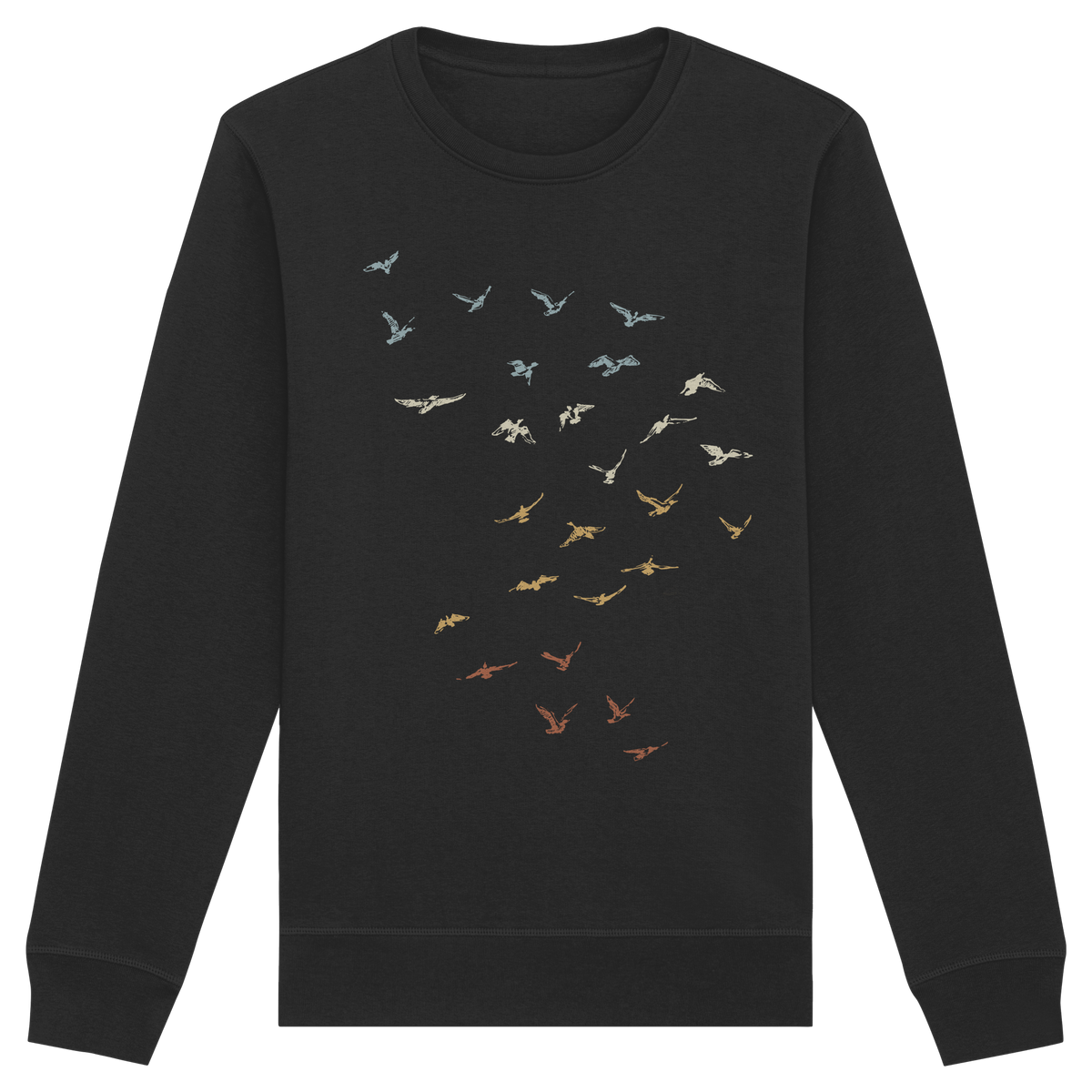 Retro Vogel Schwarm - Organic Basic Unisex Sweatshirt