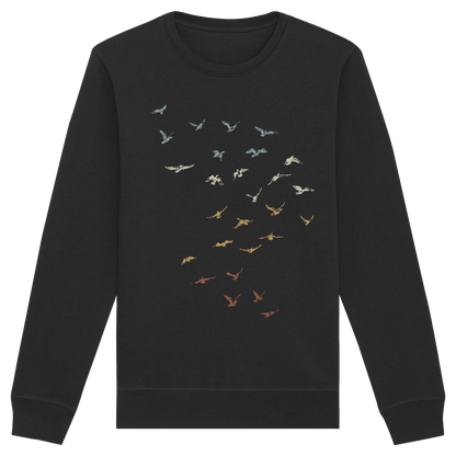 Retro Vogel Schwarm - Organic Basic Unisex Sweatshirt