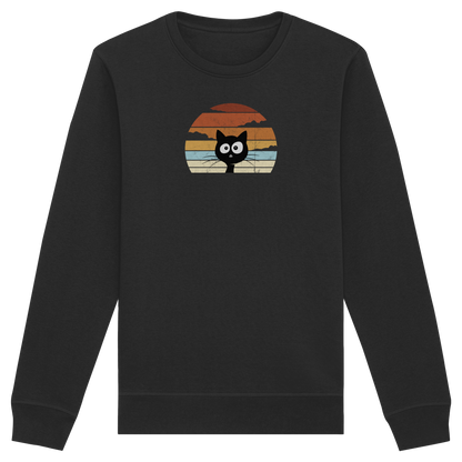 Retro schwarze Katze vor Sonnenuntergang - Organic Basic Unisex Sweatshirt