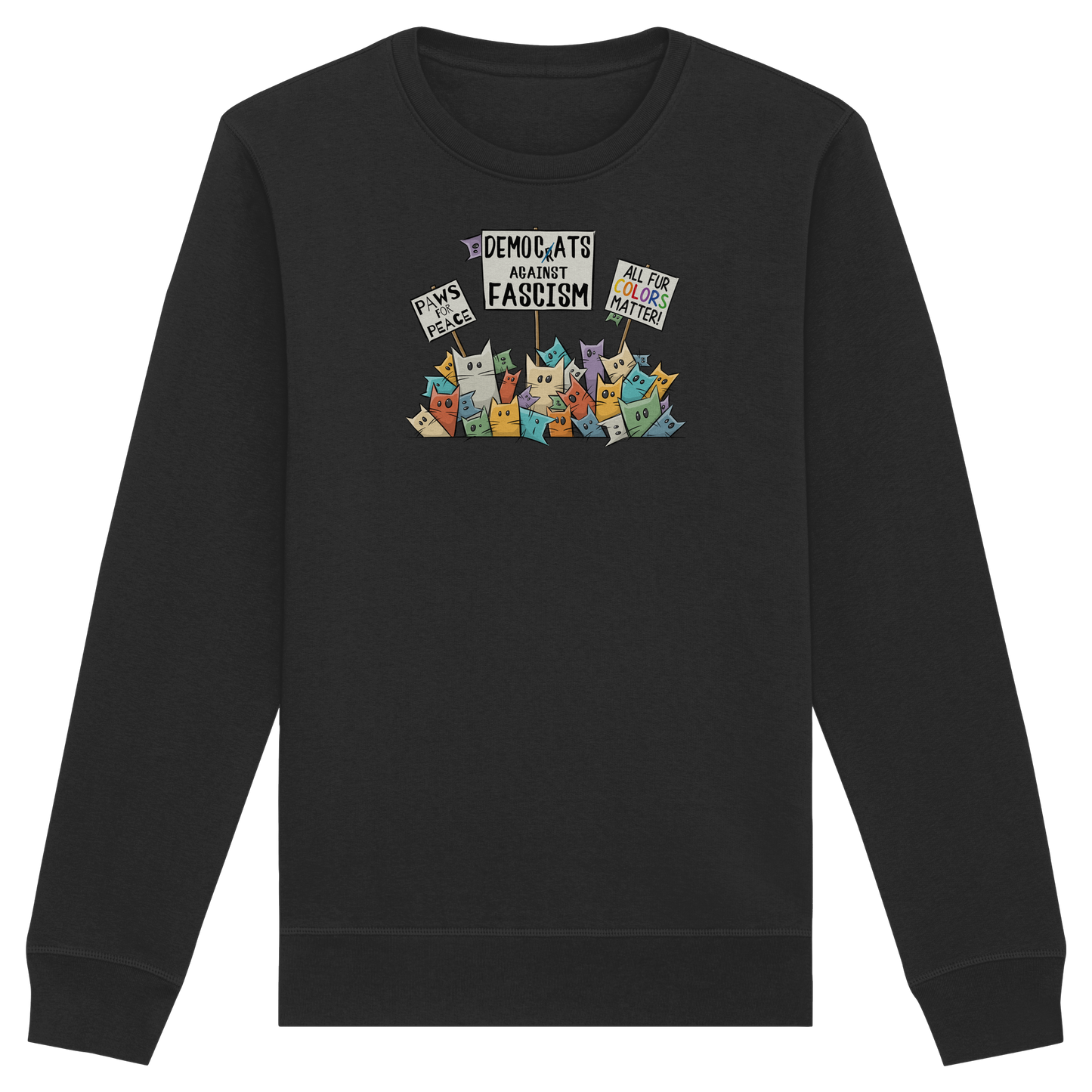 Demo-Katzen gegen Faschismus und für Vielfalt - Organic Basic Unisex Sweatshirt