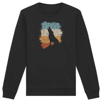 Retro Style lässig heulender Wolf  - Organic Basic Unisex Sweatshirt