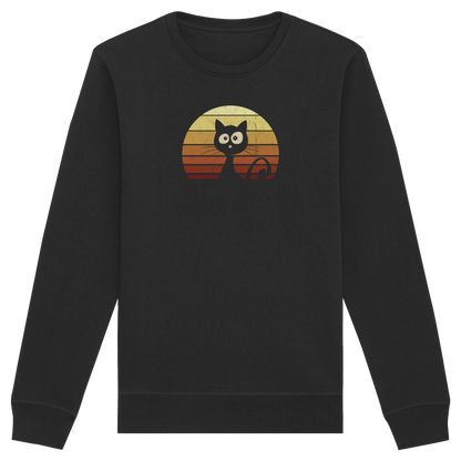 Katze vor Retro Sonnenuntergang - Organic Basic Unisex Sweatshirt