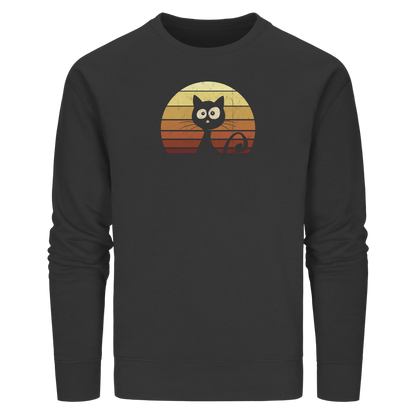 Katze vor Retro Sonnenuntergang - Organic Basic Unisex Sweatshirt