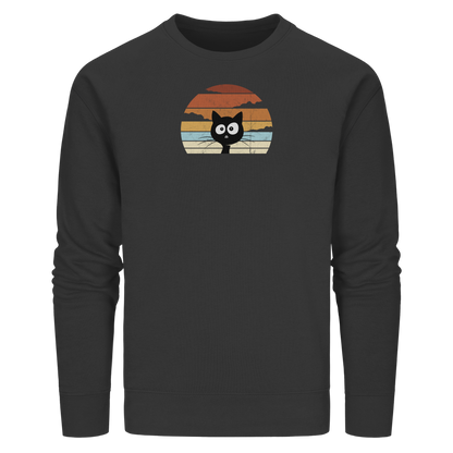 Retro schwarze Katze vor Sonnenuntergang - Organic Basic Unisex Sweatshirt