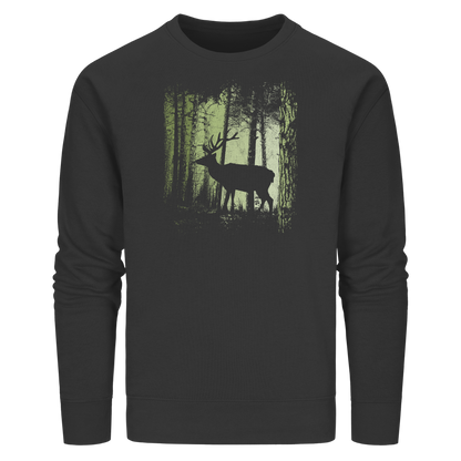 Hirsch im Zwielicht Wald - Organic Basic Unisex Sweatshirt