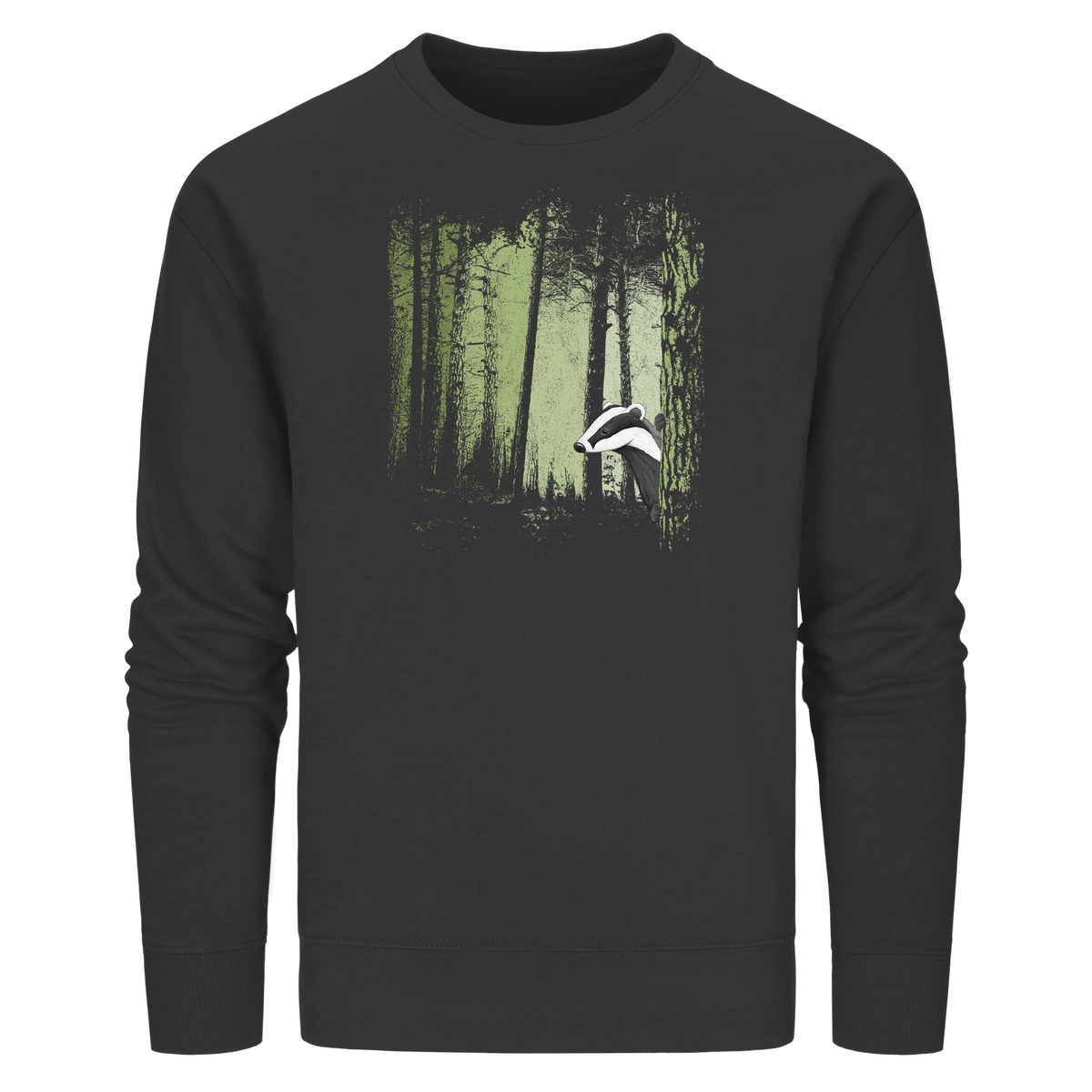 frecher Dachs im Zwielicht Wald - Organic Basic Unisex Sweatshirt