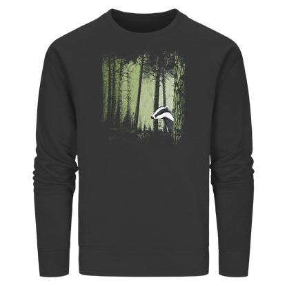 frecher Dachs im Zwielicht Wald - Organic Basic Unisex Sweatshirt