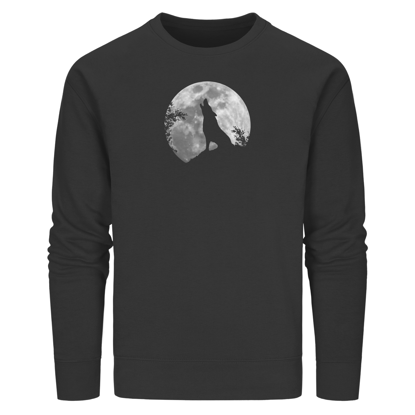 Heulender Wolf Silhouette vor Vollmond - Organic Basic Unisex Sweatshirt