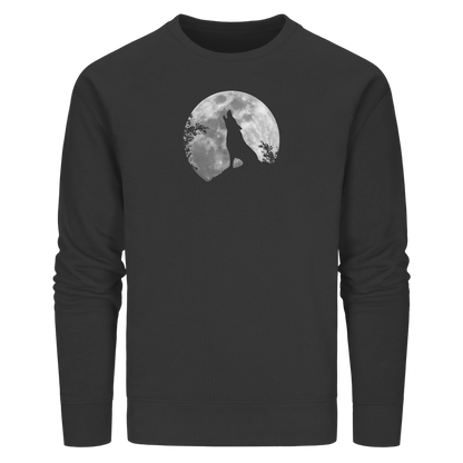 Heulender Wolf Silhouette vor Vollmond - Organic Basic Unisex Sweatshirt