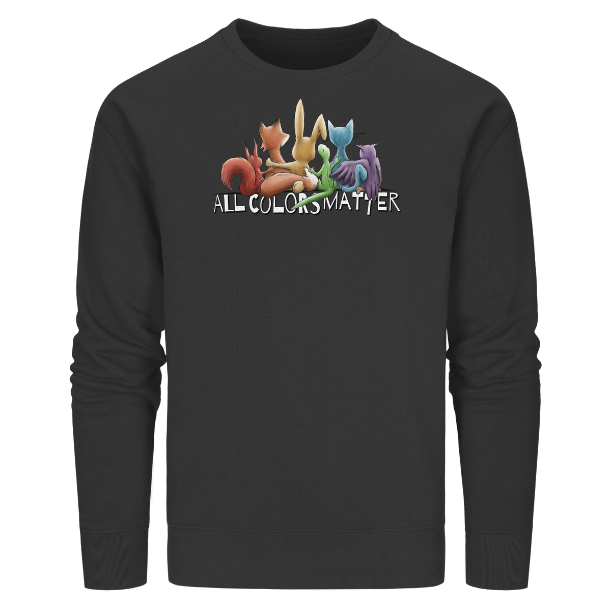 All Colors Matter! Regenbogen Tiere für Vielfalt - Organic Basic Unisex Sweatshirt