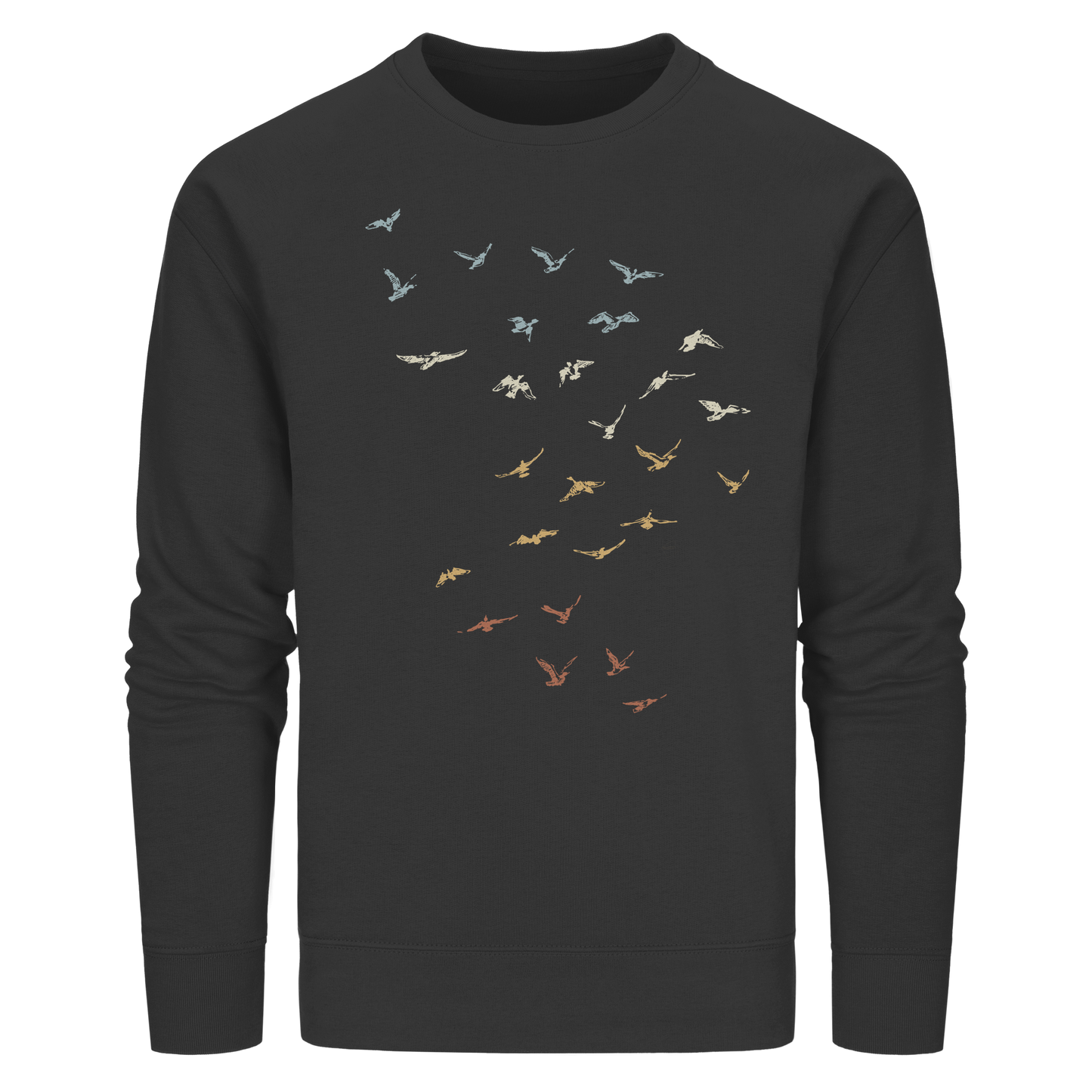 Retro Vogel Schwarm - Organic Basic Unisex Sweatshirt
