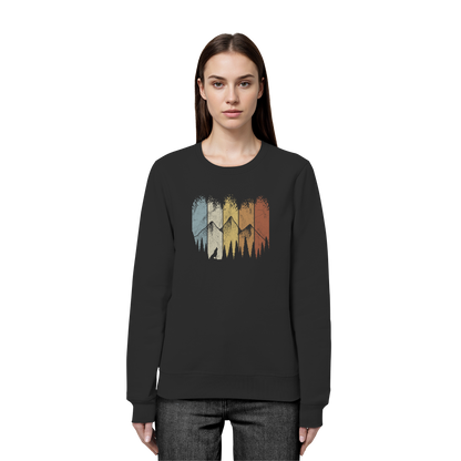Retro Wald, Berge und Wolf  - Organic Basic Unisex Sweatshirt