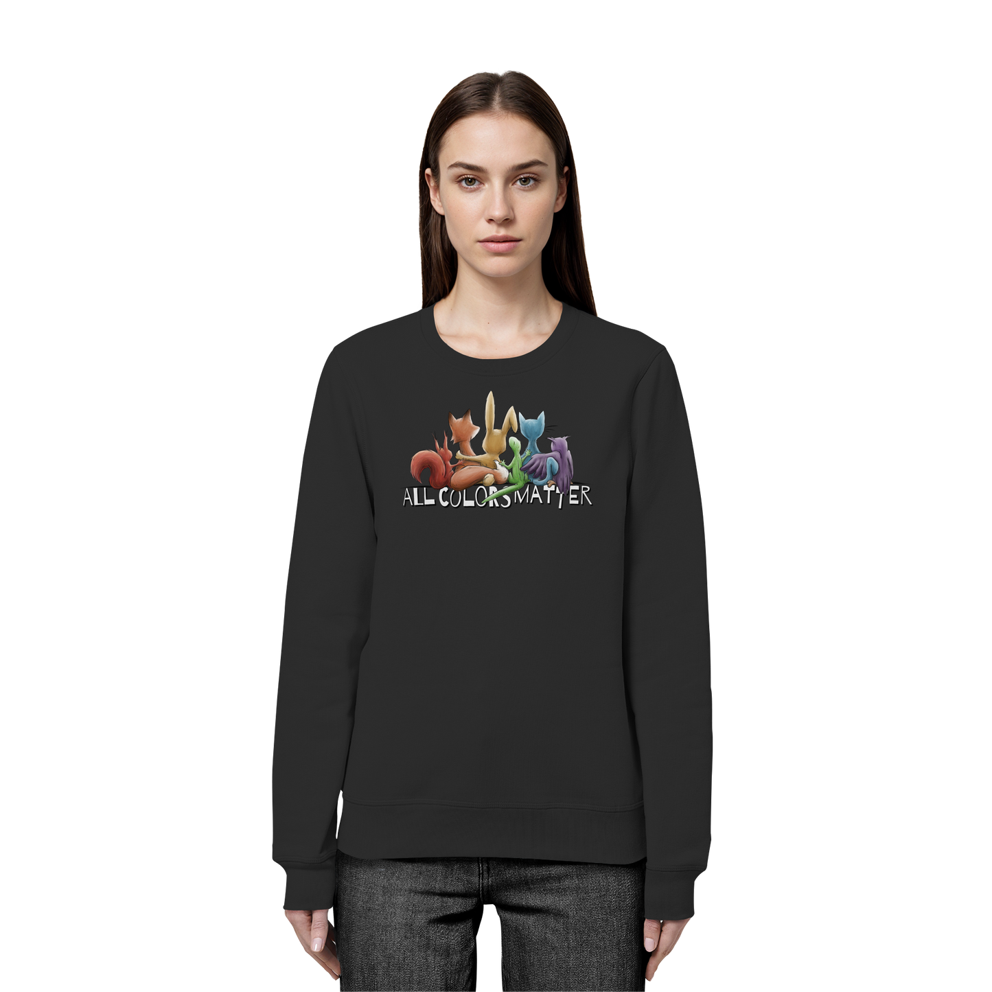 All Colors Matter! Regenbogen Tiere für Vielfalt - Organic Basic Unisex Sweatshirt