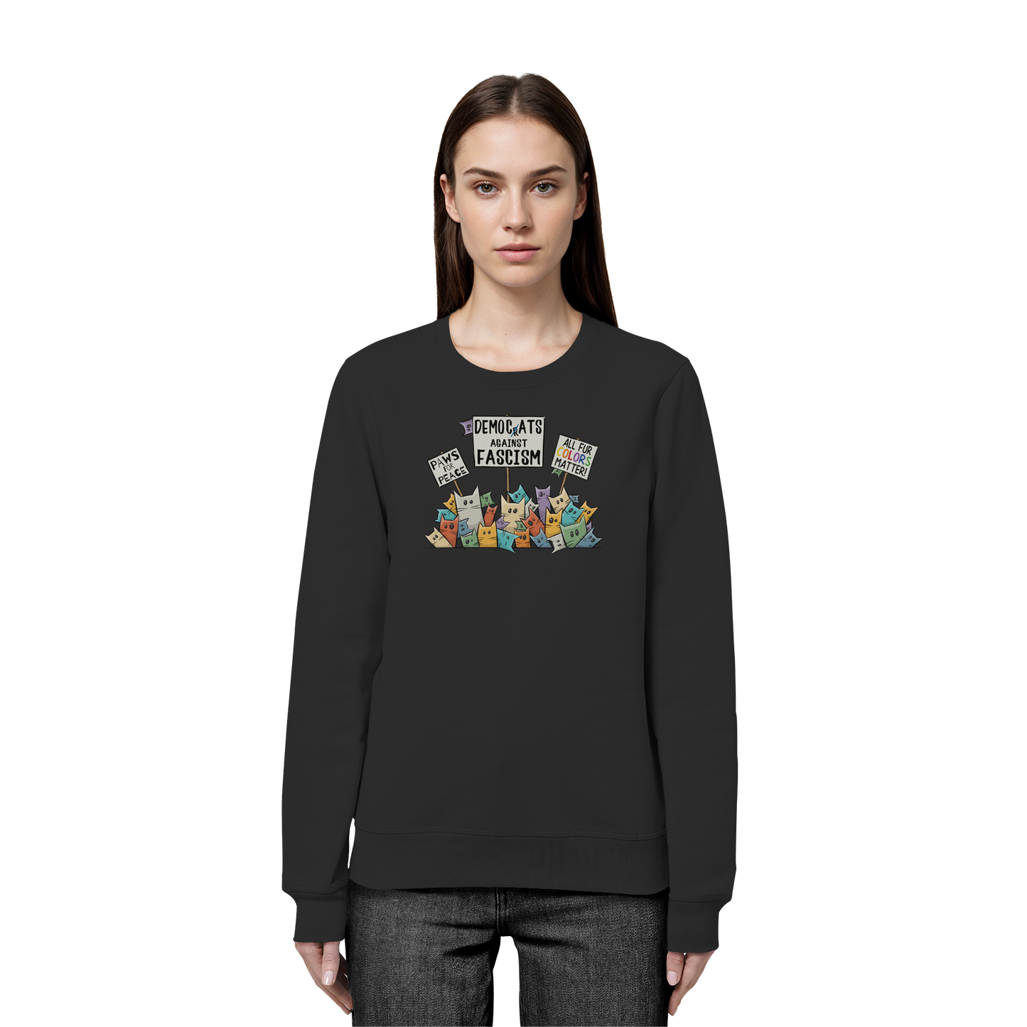 Demo-Katzen gegen Faschismus und für Vielfalt - Organic Basic Unisex Sweatshirt