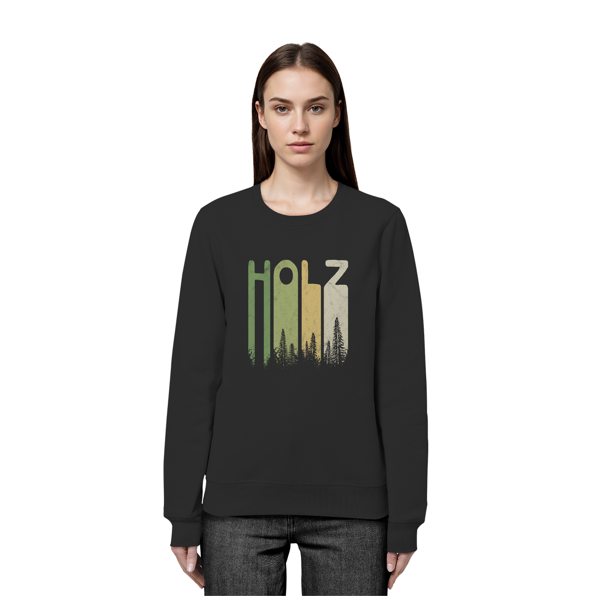 Holz Retro Wald Schriftzug - Organic Basic Unisex Sweatshirt