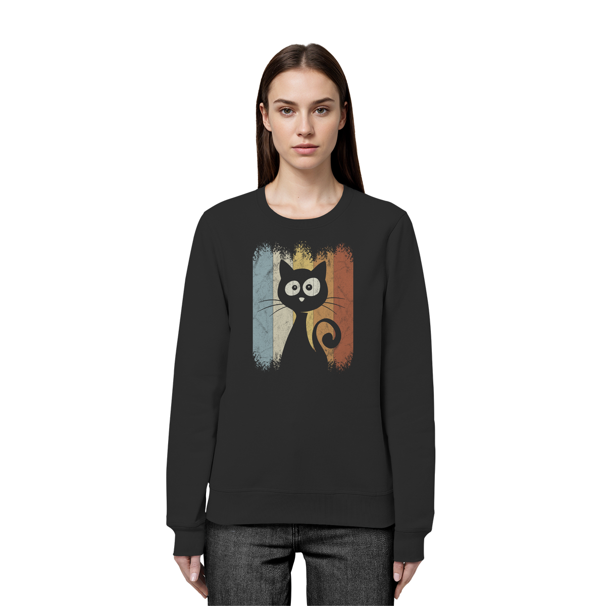 Retro Katze Silhouette - Organic Basic Unisex Sweatshirt