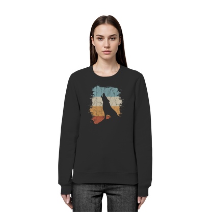 Retro Style lässig heulender Wolf  - Organic Basic Unisex Sweatshirt