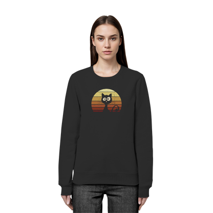 Katze vor Retro Sonnenuntergang - Organic Basic Unisex Sweatshirt