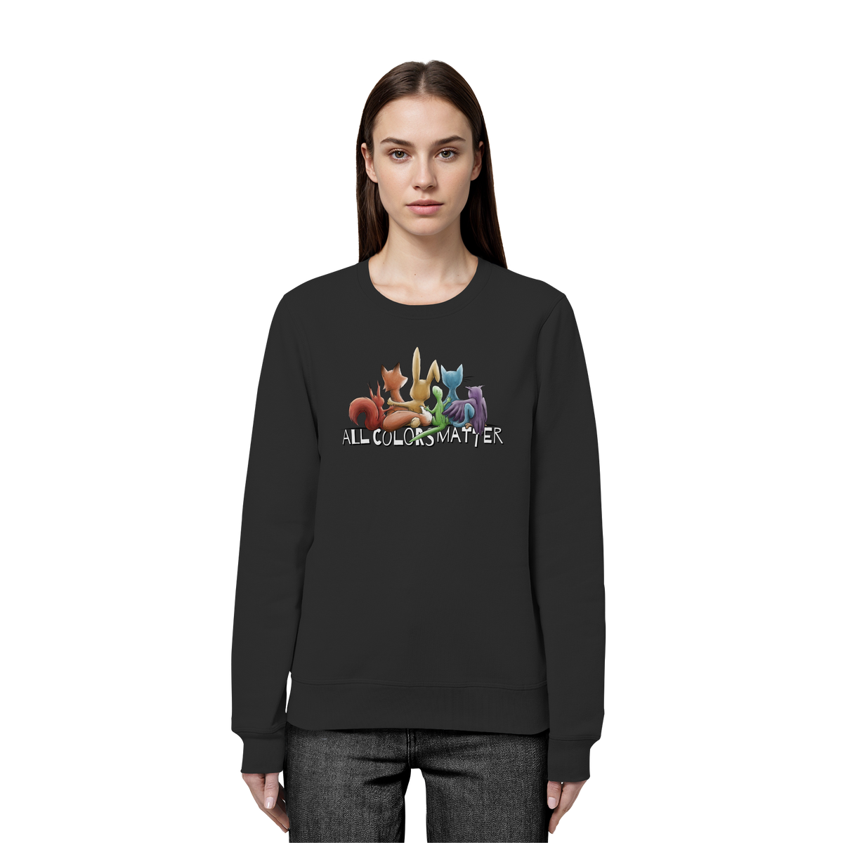 All Colors Matter! Regenbogen Tiere für Vielfalt - Organic Basic Unisex Sweatshirt