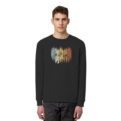 Retro Wald, Berge und Wolf  - Organic Basic Unisex Sweatshirt
