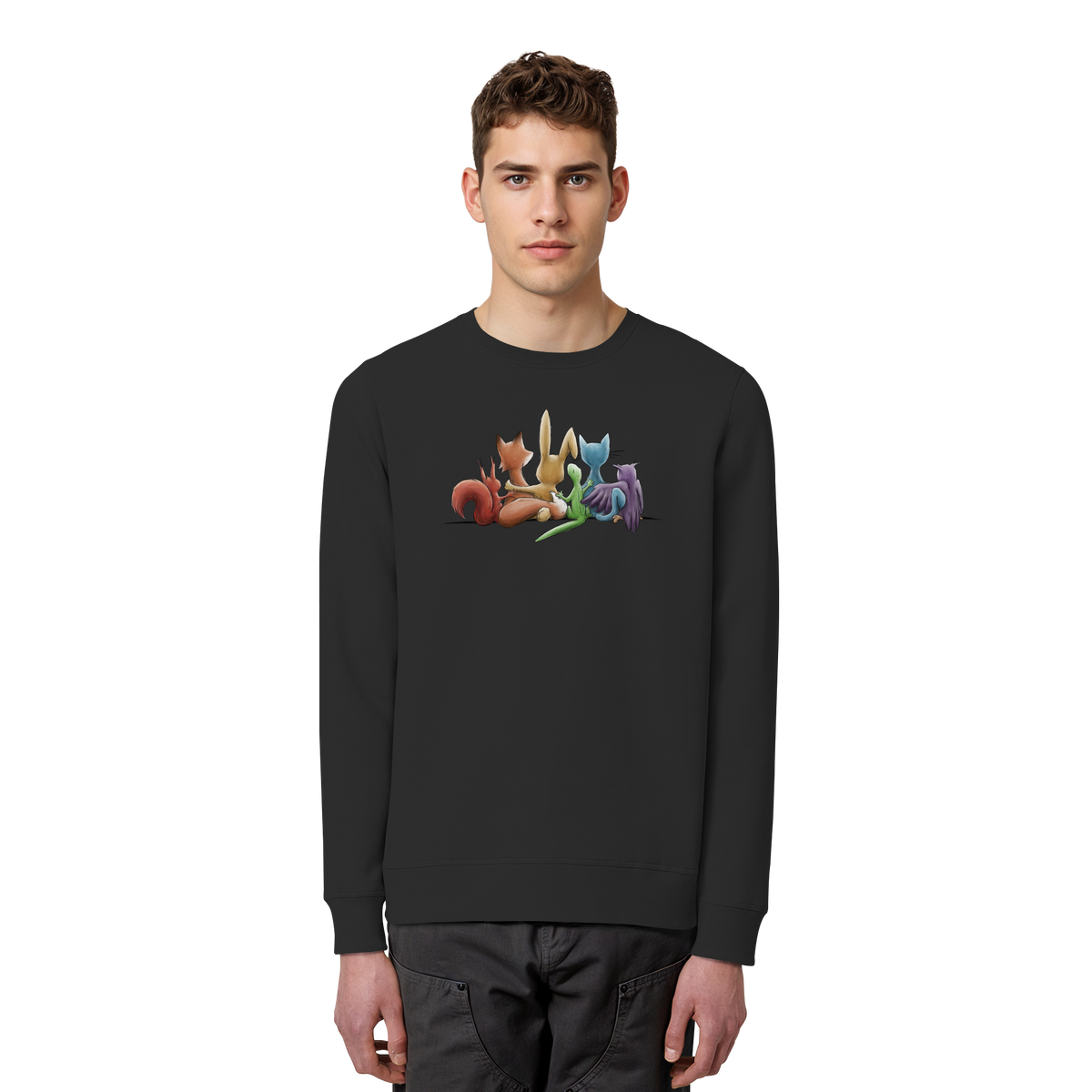 Regenbogen Tiere für Freundschaft, Toleranz und Vielfalt - Organic Basic Unisex Sweatshirt
