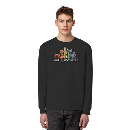 All Colors Matter! Regenbogen Tiere für Vielfalt - Organic Basic Unisex Sweatshirt