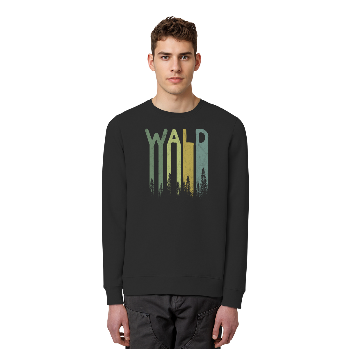 Wald Retro Forst Schriftzug - Organic Basic Unisex Sweatshirt