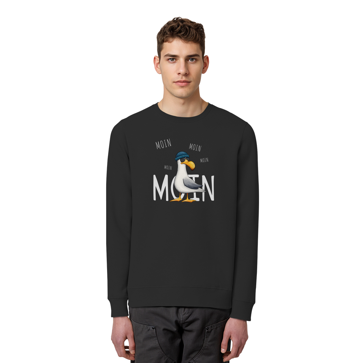 Moin Moin Lässige Hipster Möwe  - Organic Basic Unisex Sweatshirt