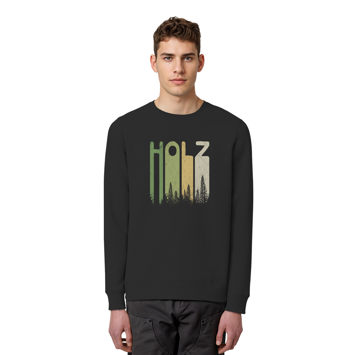 Holz Retro Wald Schriftzug - Organic Basic Unisex Sweatshirt