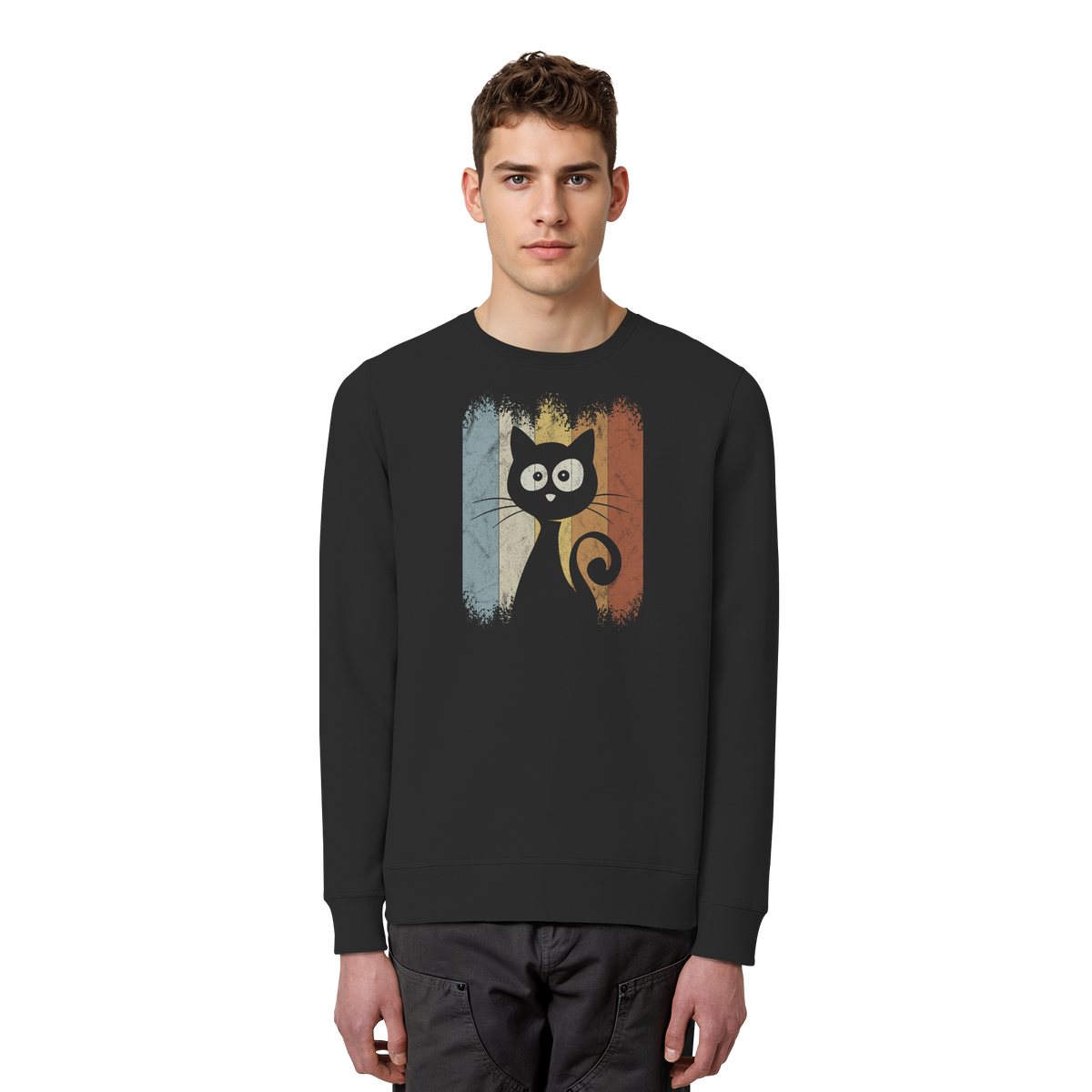 Retro Katze Silhouette - Organic Basic Unisex Sweatshirt