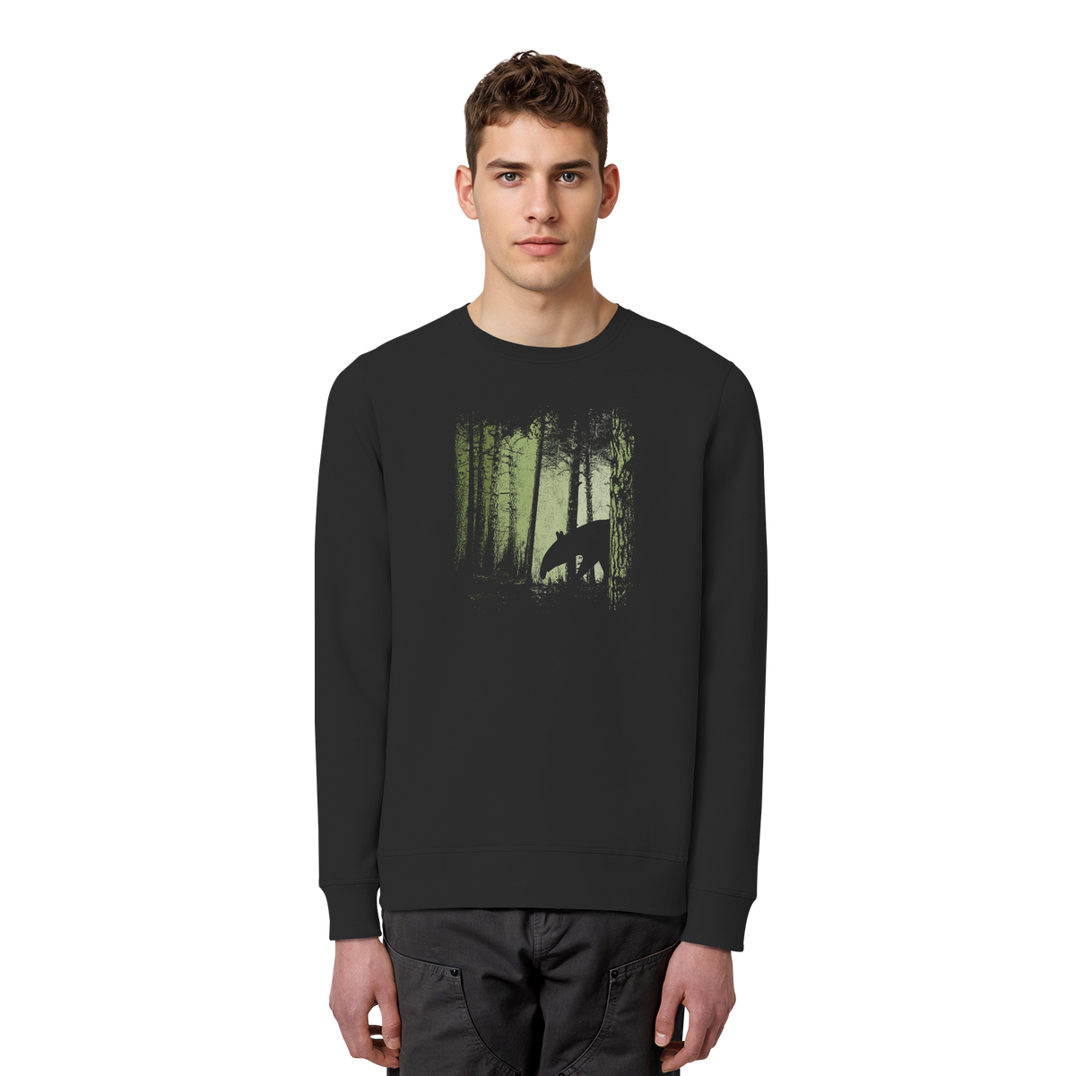 Lässiger Tapir im Zwielicht Wald - Organic Basic Unisex Sweatshirt