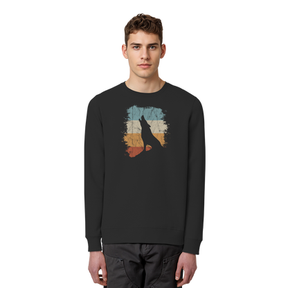 Retro Style lässig heulender Wolf  - Organic Basic Unisex Sweatshirt