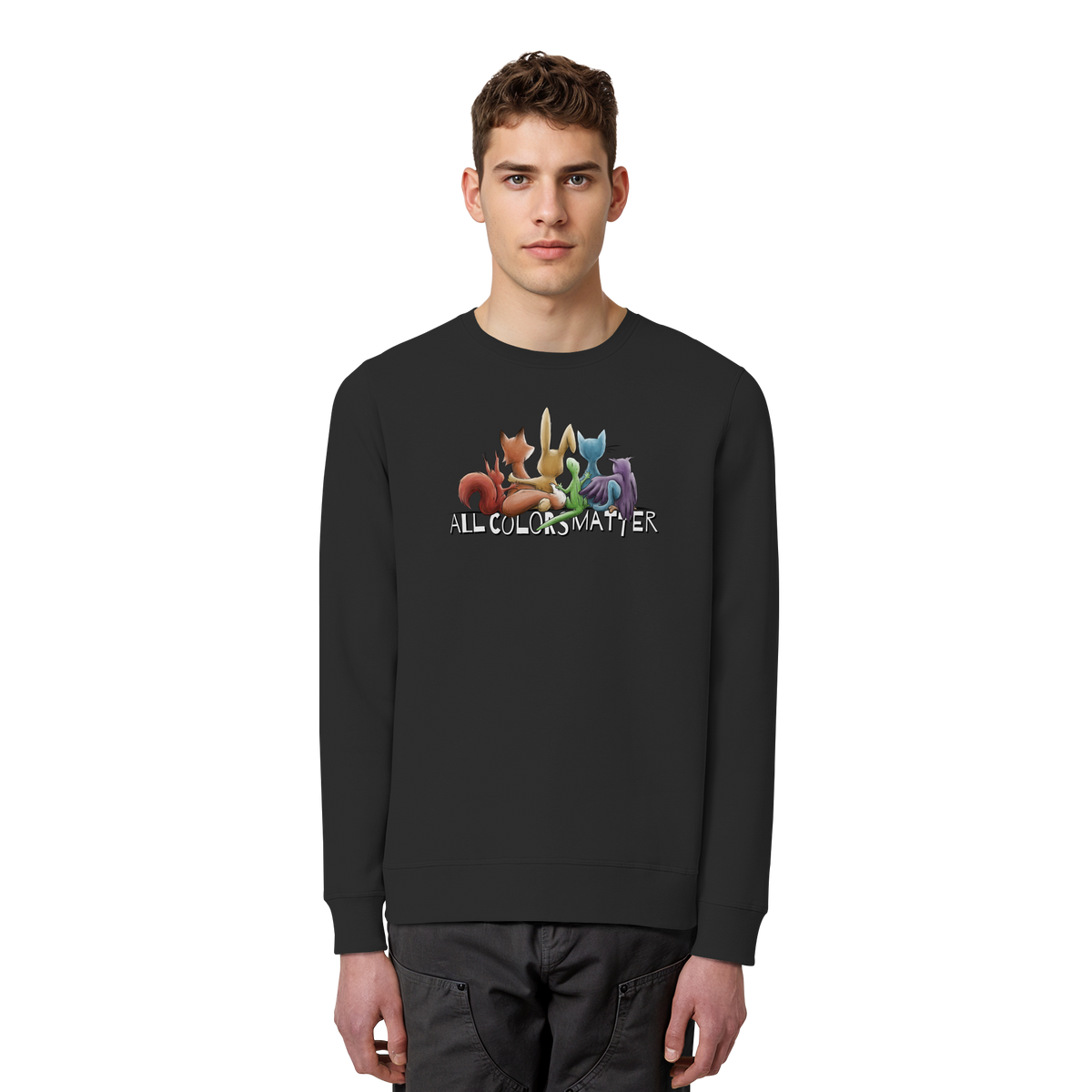 All Colors Matter! Regenbogen Tiere für Vielfalt - Organic Basic Unisex Sweatshirt