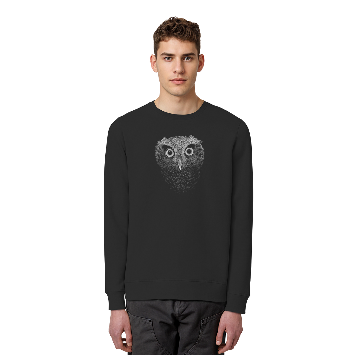 Eule Kritzelkunst Illustration - Organic Basic Unisex Sweatshirt