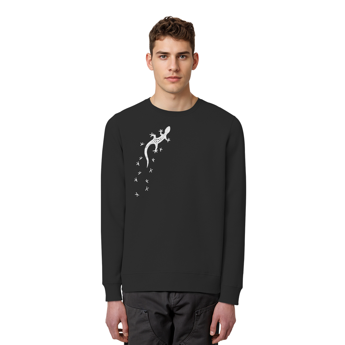 Gecko Eidechse Silhouette hell - Organic Basic Unisex Sweatshirt