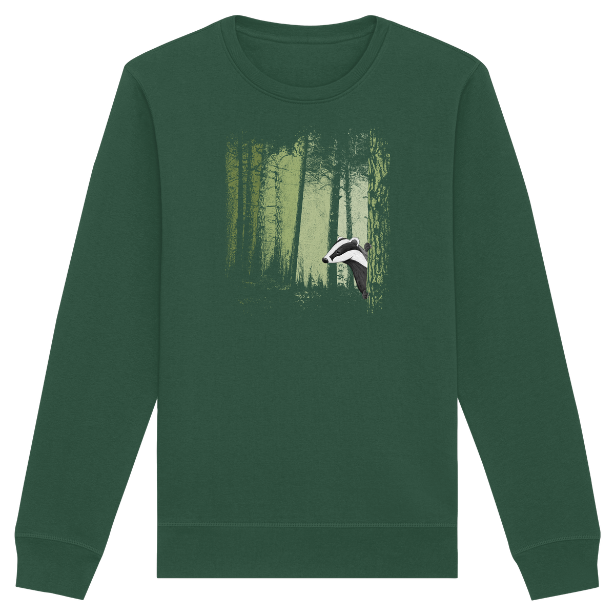 frecher Dachs im Zwielicht Wald - Organic Basic Unisex Sweatshirt
