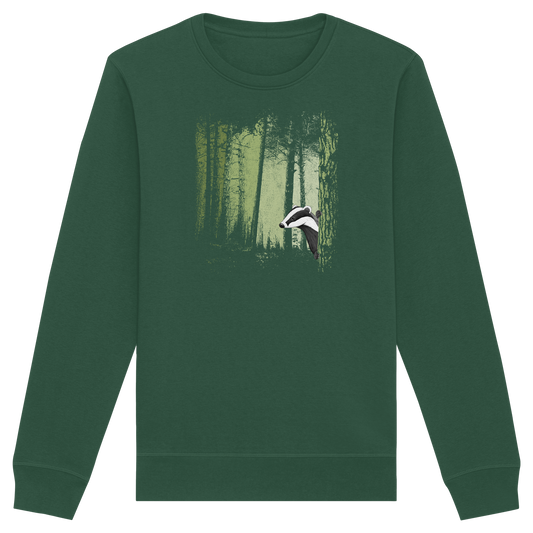 frecher Dachs im Zwielicht Wald - Organic Basic Unisex Sweatshirt