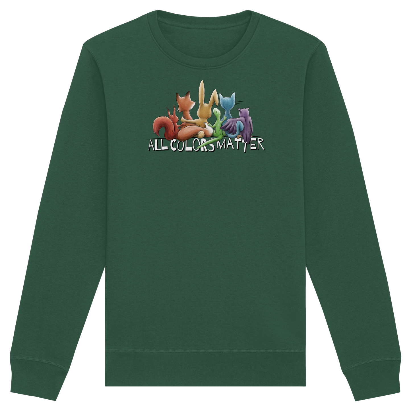 All Colors Matter! Regenbogen Tiere für Vielfalt - Organic Basic Unisex Sweatshirt