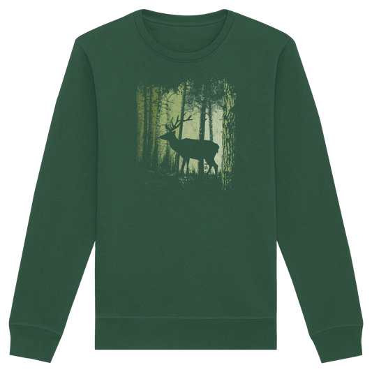 Hirsch im Zwielicht Wald - Organic Basic Unisex Sweatshirt
