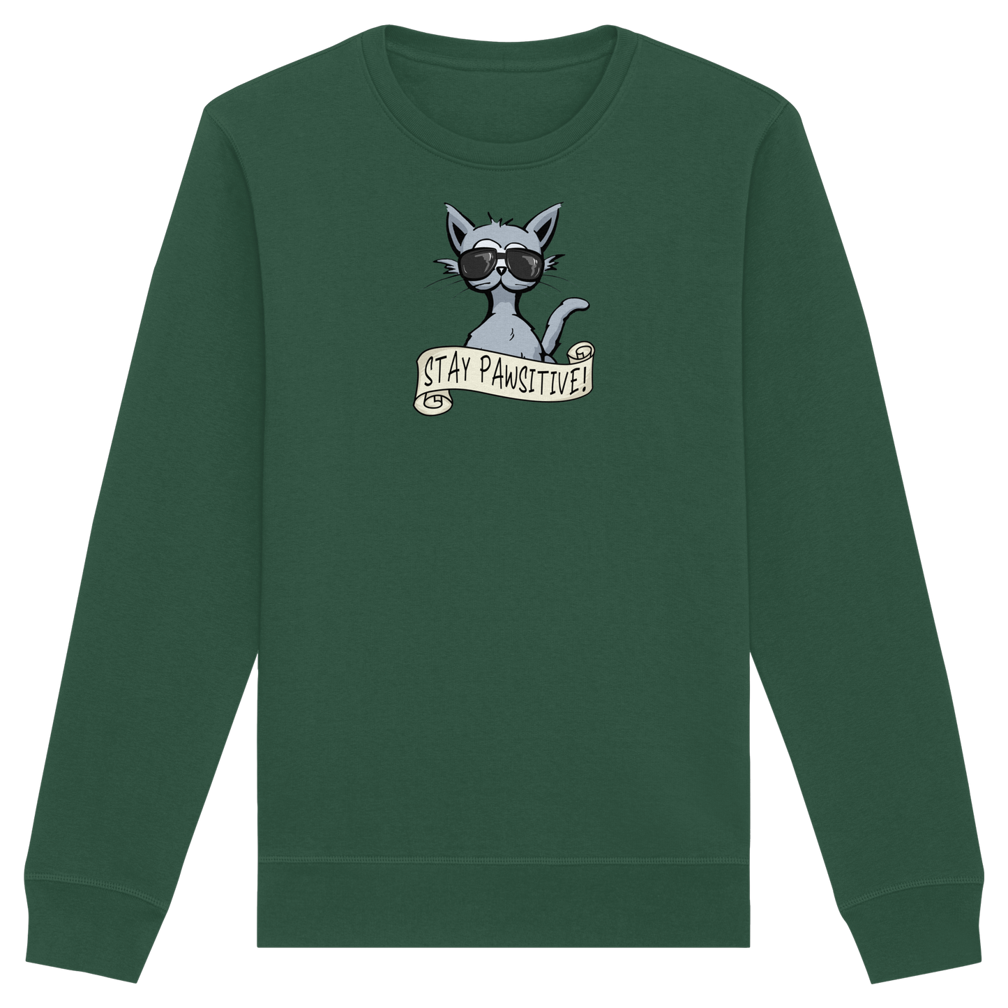 Stay Pawsitive Bleib lässig Hipster Katze - Organic Basic Unisex Sweatshirt