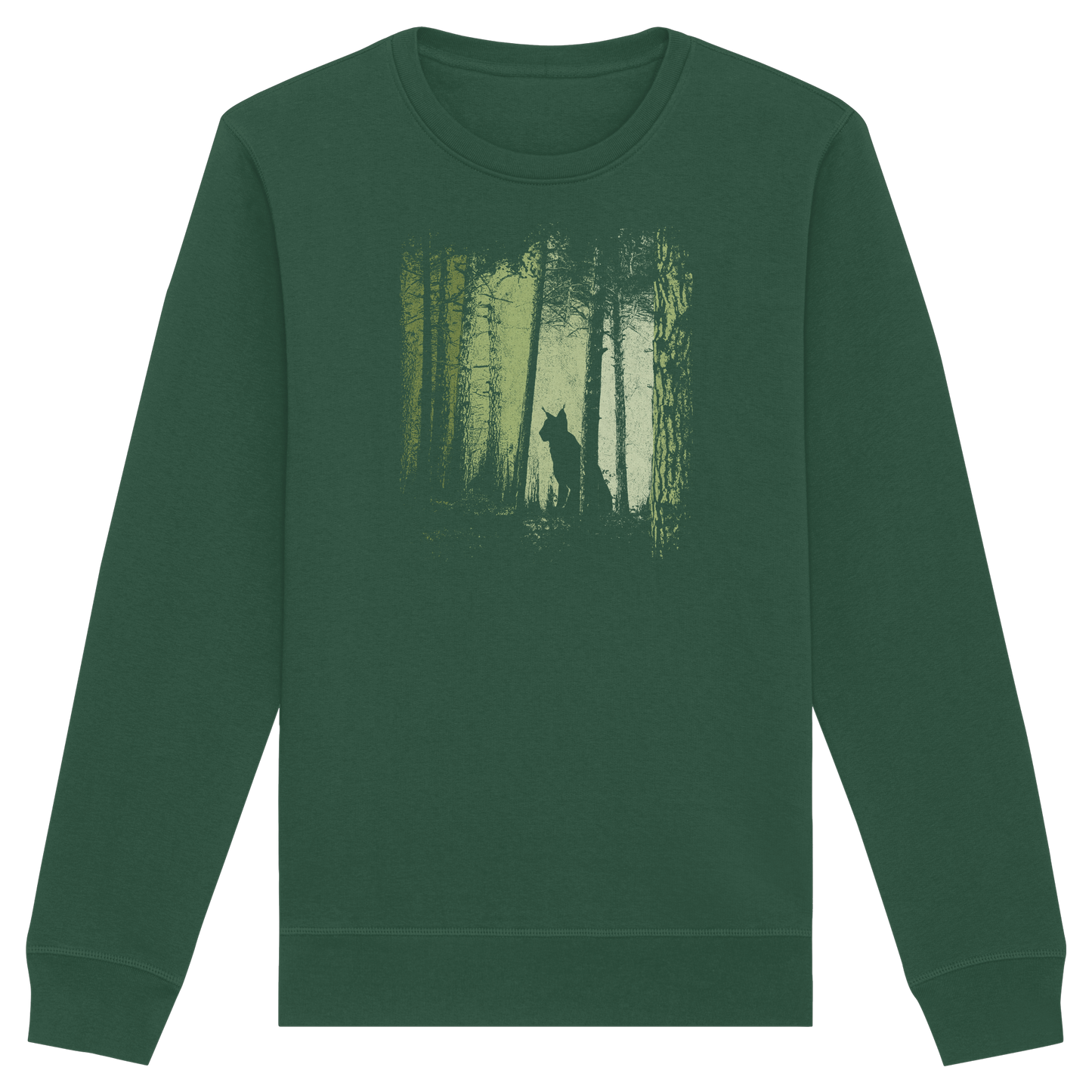 Luchs Wildkatze im Zwielicht Wald - Organic Basic Unisex Sweatshirt