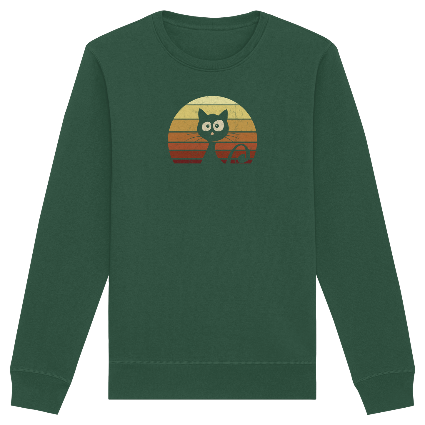 Katze vor Retro Sonnenuntergang - Organic Basic Unisex Sweatshirt