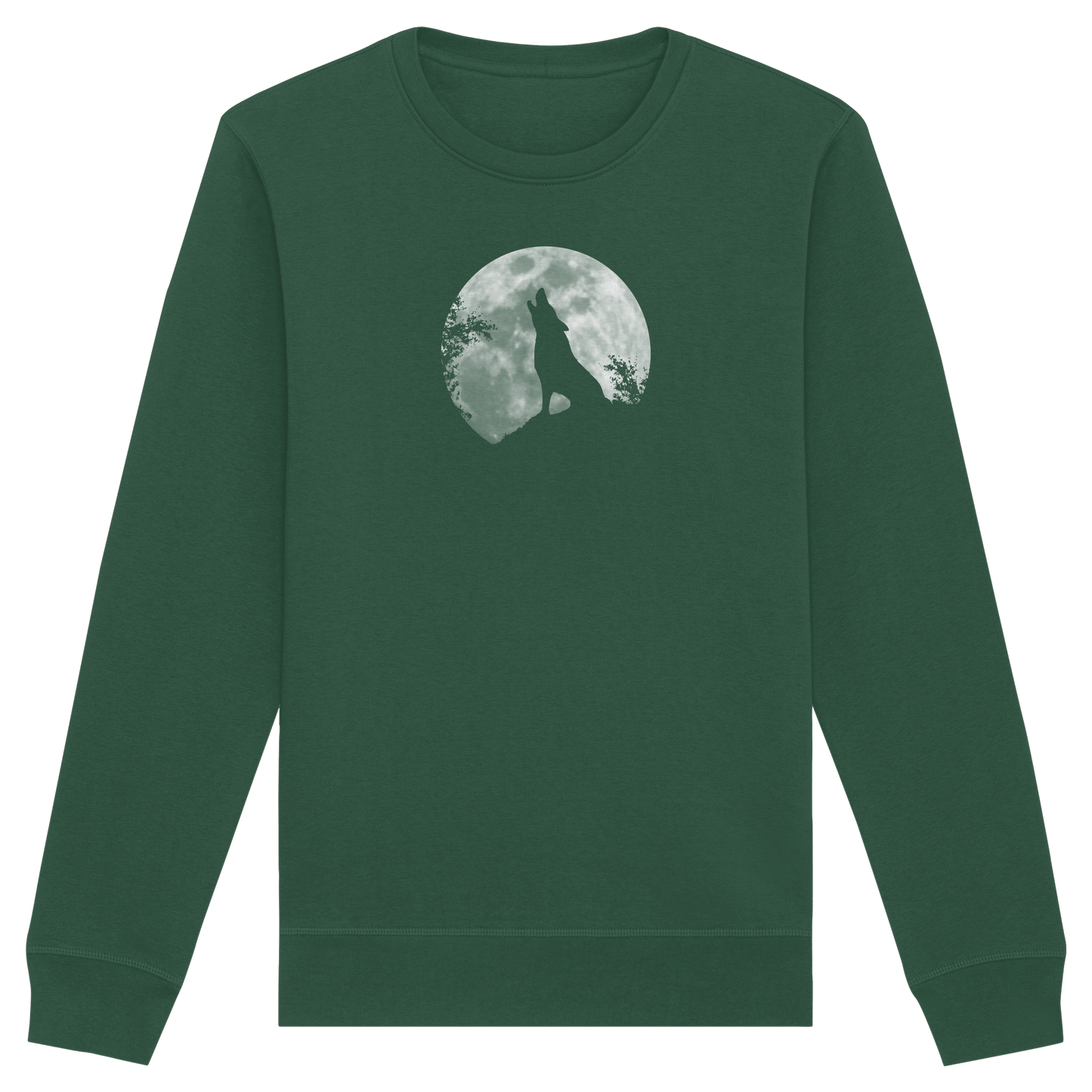 Heulender Wolf Silhouette vor Vollmond - Organic Basic Unisex Sweatshirt